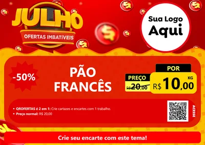 Modelo de Cartaz para Cartaz A4 Horizontal com o tema Julho Ofertas Imbatíveis para Padaria