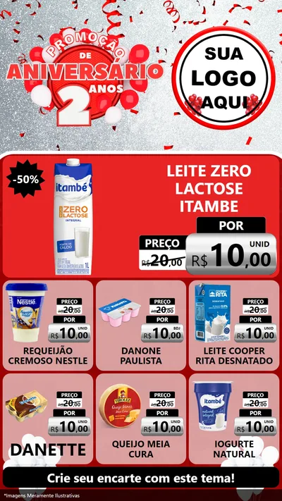 Modelo de Rede Social para Stories com o tema Promoção de Aniversário - 2 Anos para Frios e Laticínios