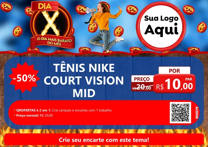 Modelo de Cartaz para Cartaz A4 Horizontal com o tema Dia X - O Dia Mais Barato Do Mês para Calçados