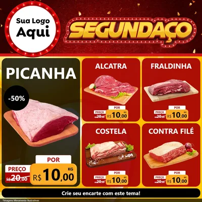 Modelo de Rede Social para Feed Facebook com o tema Segundaço para Açougue