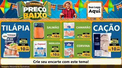 Modelo de TV para TV Horizontal com o tema Arraiá de Preço Baixo - Junina para Peixaria