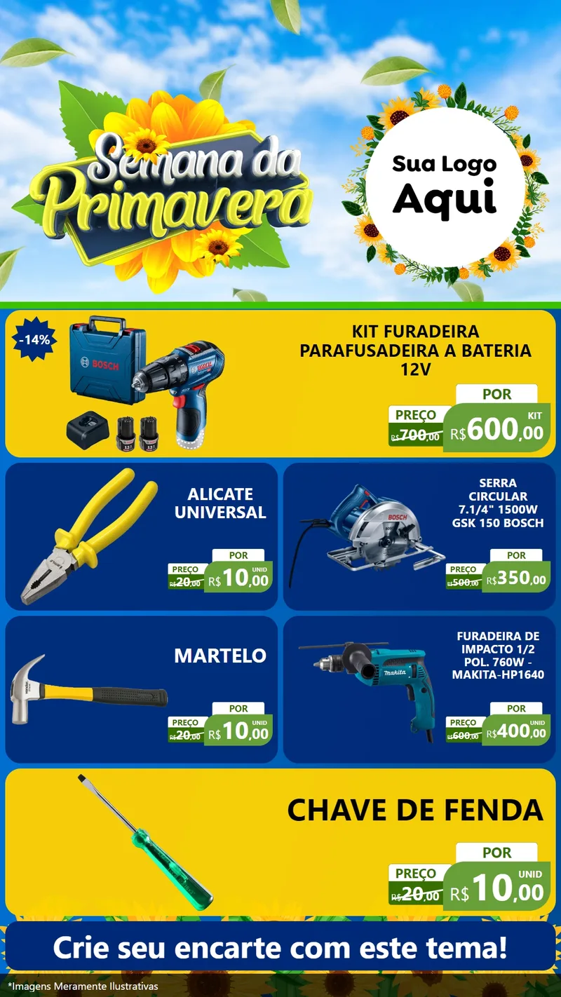 Modelo de TV para TV Vertical com o tema Semana da Primavera para Maquinas e Ferramentas