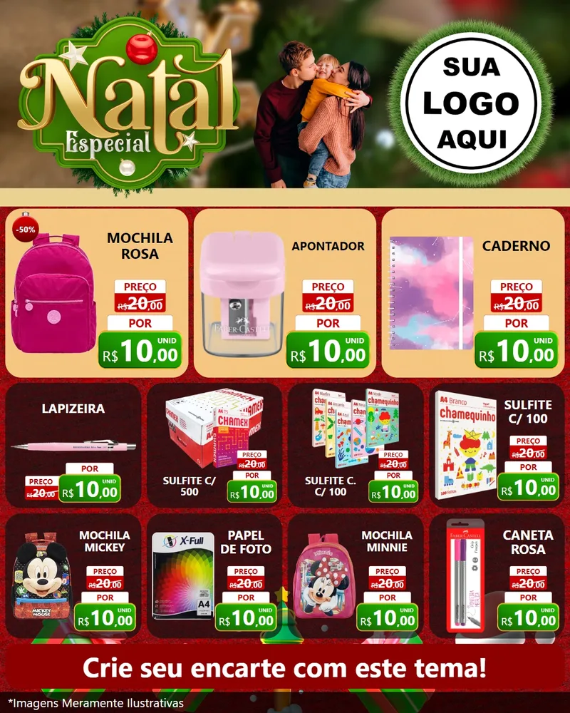 Modelo de Rede Social para Feed Instagram com o tema Natal Especial para Papelaria