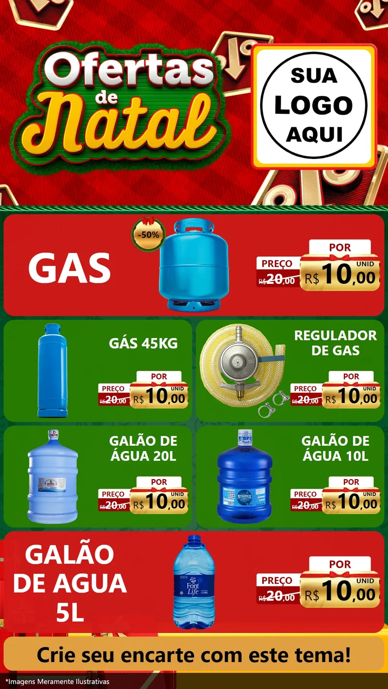 Modelo de TV para TV Vertical com o tema Ofertas de Natal para Água e gás
