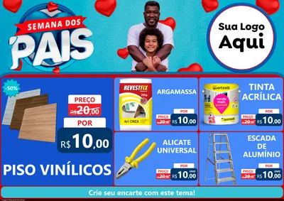 Modelo de Encarte para Encarte A4 Horizontal com o tema Semana Dos Pais para Material para Construção
