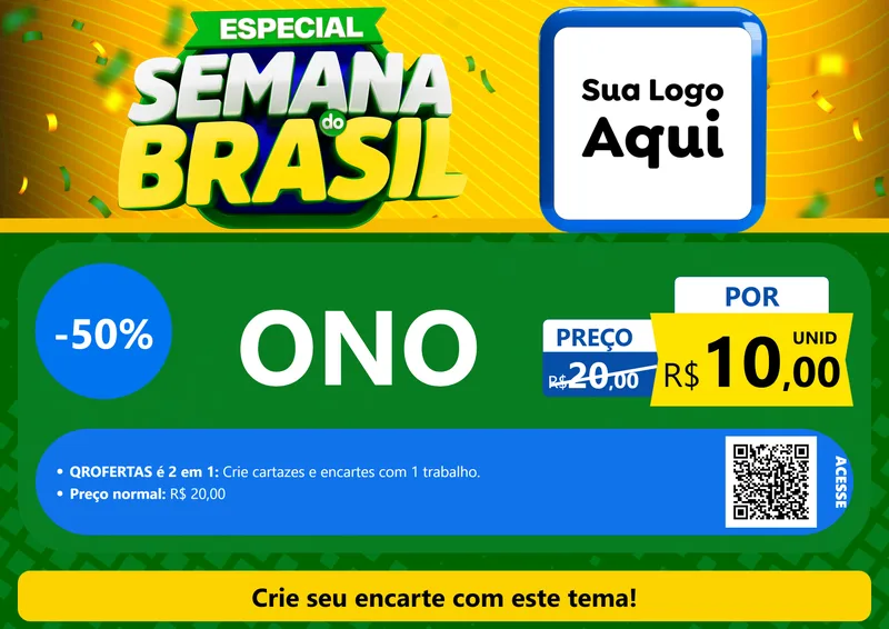 Modelo de Cartaz para Cartaz A4 Horizontal com o tema Especial Semana do Brasil para Óticas