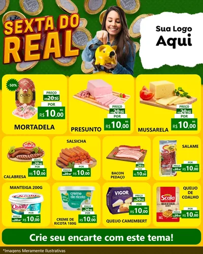 Modelo de Rede Social para Feed Instagram com o tema Sexta do Real para Frios e Laticínios