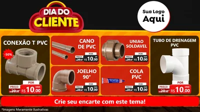 Modelo de TV para TV Horizontal com o tema Dia do Cliente para Tubos e conexões