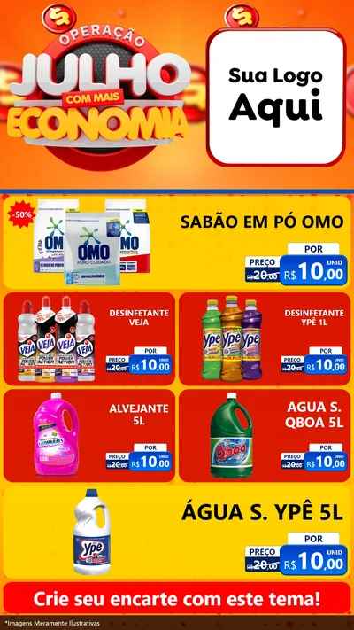 Modelo de TV para TV Vertical com o tema Operação Julho Com Mais Economia para Produtos de Limpeza