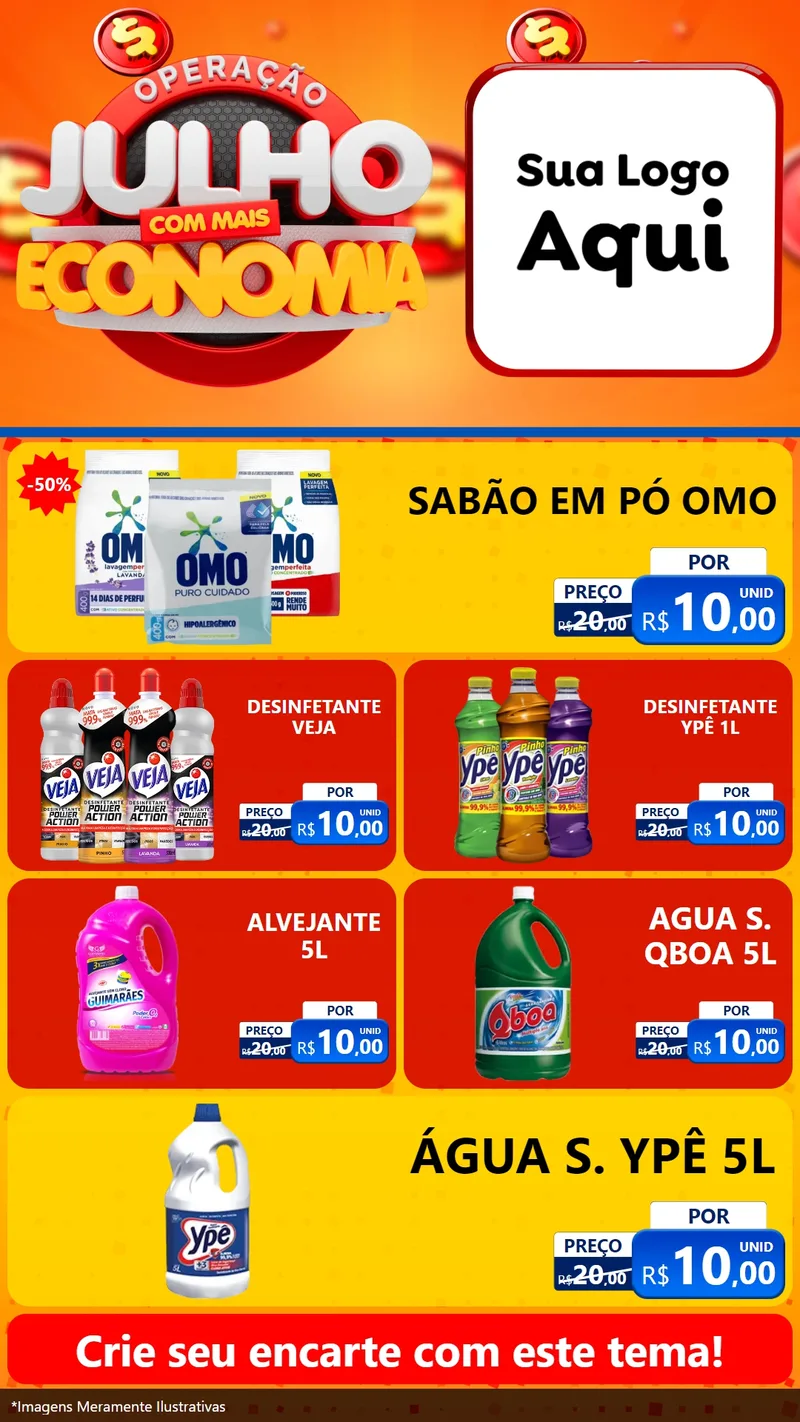 Modelo de TV para TV Vertical com o tema Operação Julho Com Mais Economia para Produtos de Limpeza