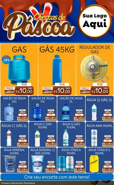 Modelo de Encarte para Encarte Grande com o tema Ofertas de Páscoa para Água e gás