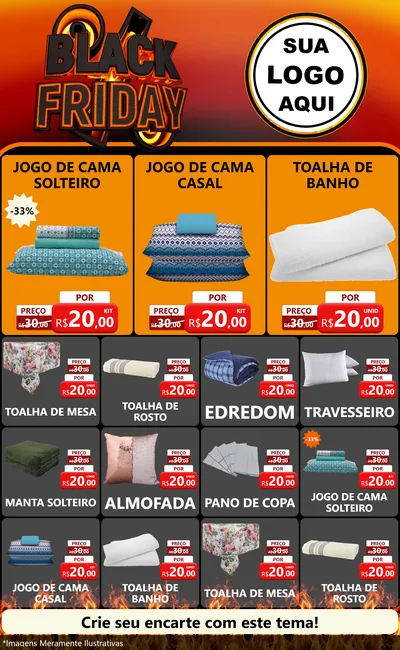 Modelo de Encarte para Encarte Grande com o tema Black Friday para Cama, Mesa e Banho