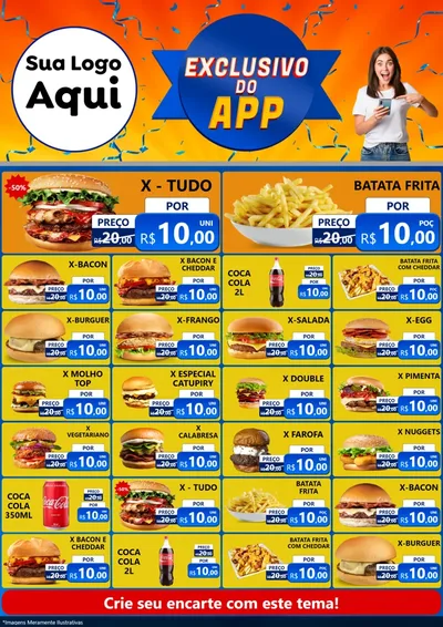 Modelo de Encarte para Encarte A4 Vertical com o tema Exclusivo do Aplicativo para Hamburgueria