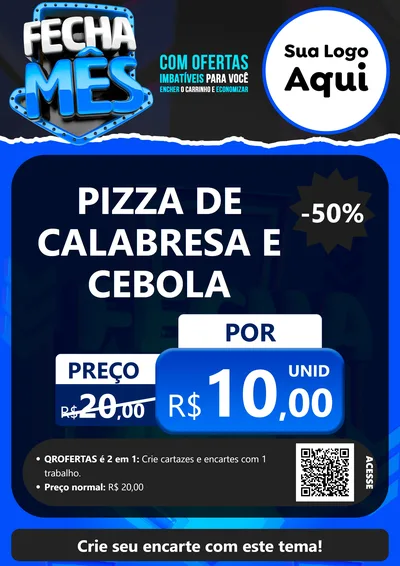 Modelo de Cartaz para Cartaz A4 Vertical com o tema Fecha Mês para Pizzaria