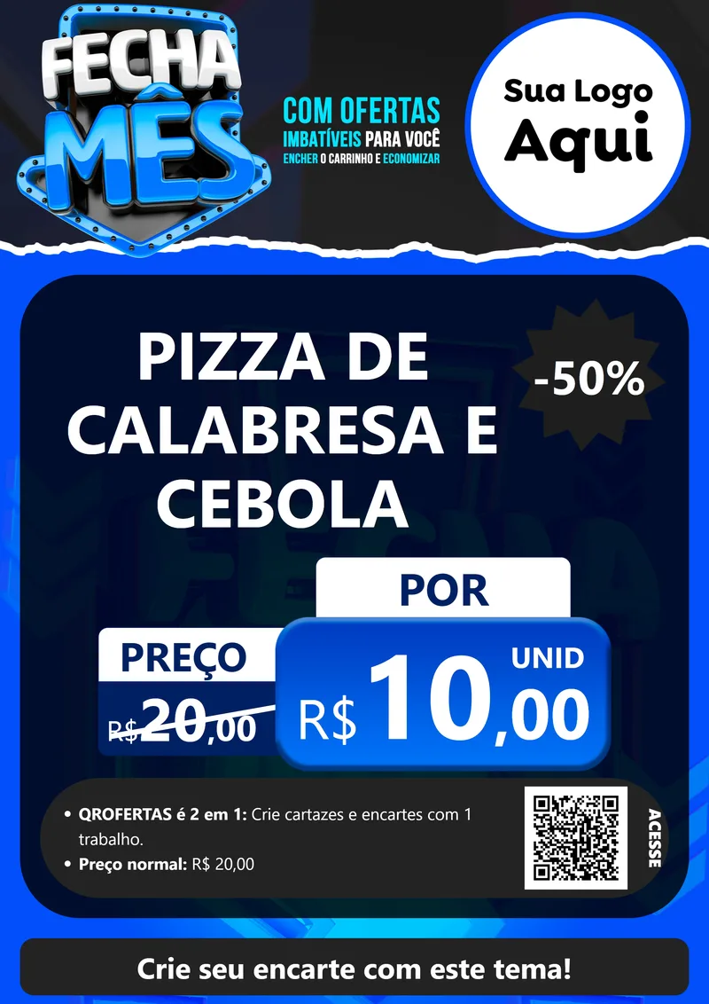 Modelo de Cartaz para Cartaz A4 Vertical com o tema Fecha Mês para Pizzaria