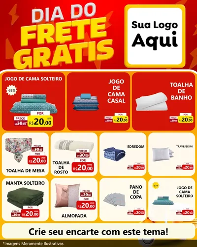 Modelo de Rede Social para Feed Instagram com o tema Dia do Frete Grátis para Cama, Mesa e Banho