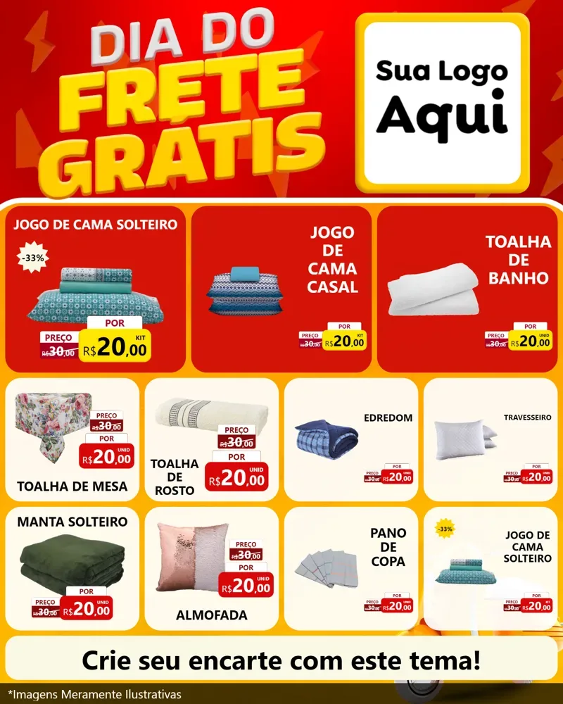 Modelo de Rede Social para Feed Instagram com o tema Dia do Frete Grátis para Cama, Mesa e Banho