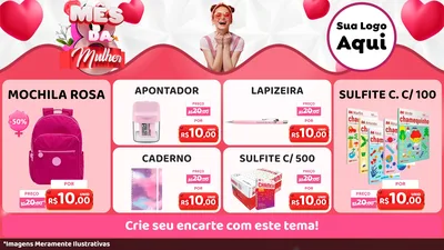 Modelo de TV para TV Horizontal com o tema Mês da Mulher para Papelaria