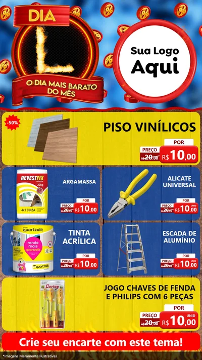 Modelo de TV para TV Vertical com o tema Dia L - O Dia Mais Barato Do Mês para Material para Construção
