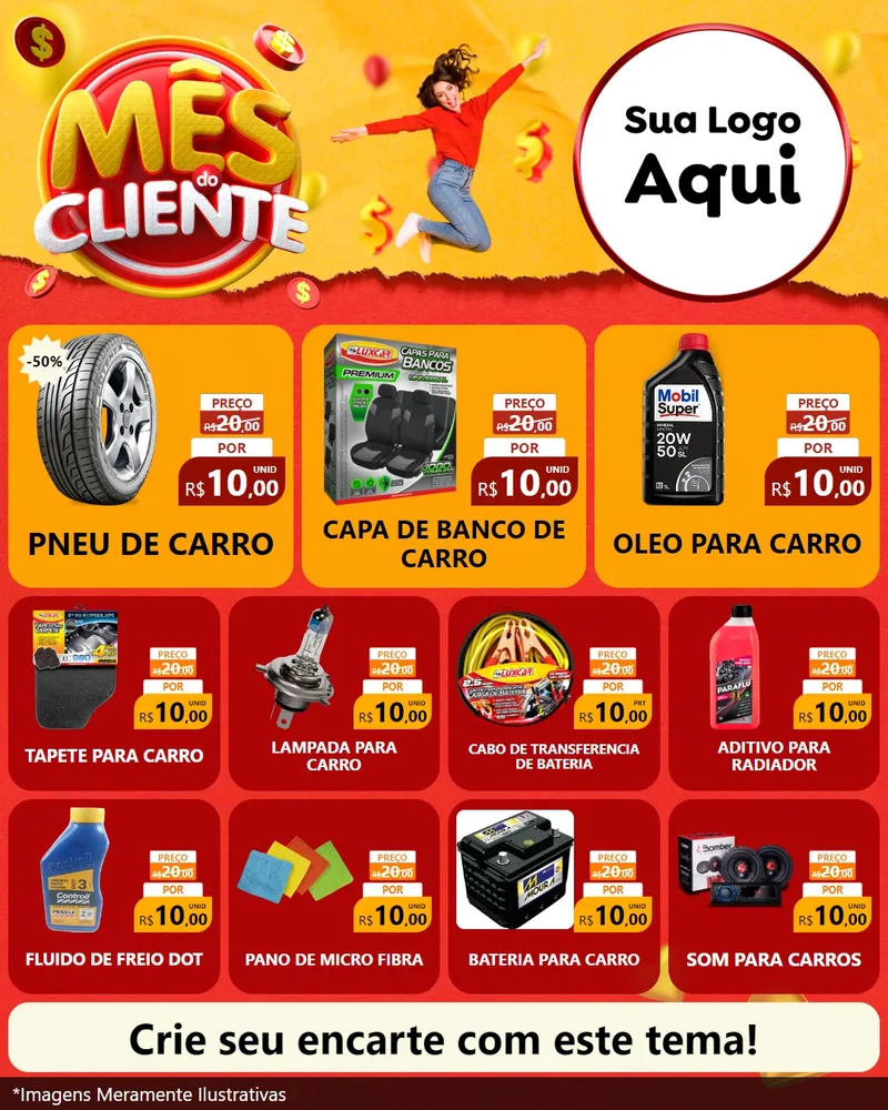 Modelo de Rede Social para Feed Instagram com o tema Mês do Cliente para Auto peças