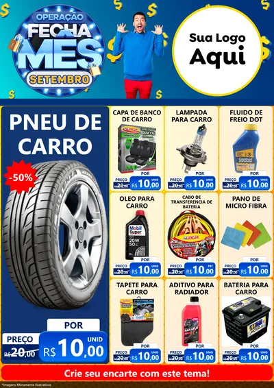 Modelo de Encarte para Encarte A4 Vertical com o tema Operação Fecha Mês Setembro para Auto peças