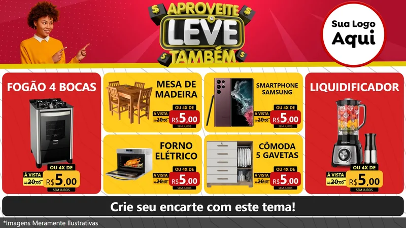 Modelo de TV para TV Horizontal com o tema Aproveite e Leve Também para Móveis e Eletro