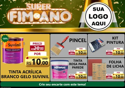 Modelo de Encarte para Encarte A4 Horizontal com o tema Super Fim de Ano para Tintas e Ferramentas
