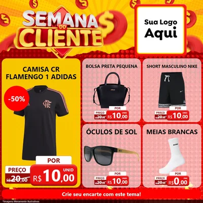 Modelo de Rede Social para Feed Facebook com o tema Semana do Cliente para Roupas e acessórios