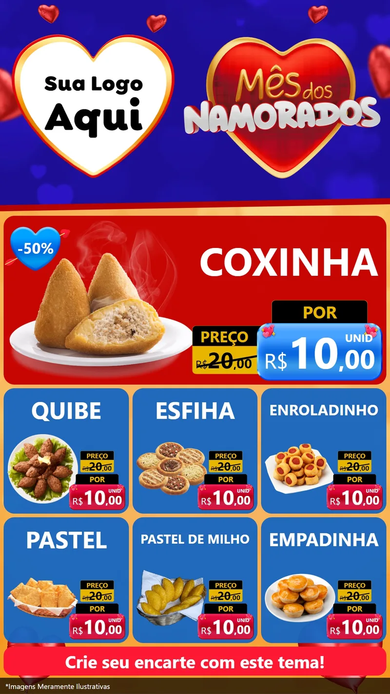Modelo de Rede Social para Stories com o tema Mês dos Namorados para Salgadaria