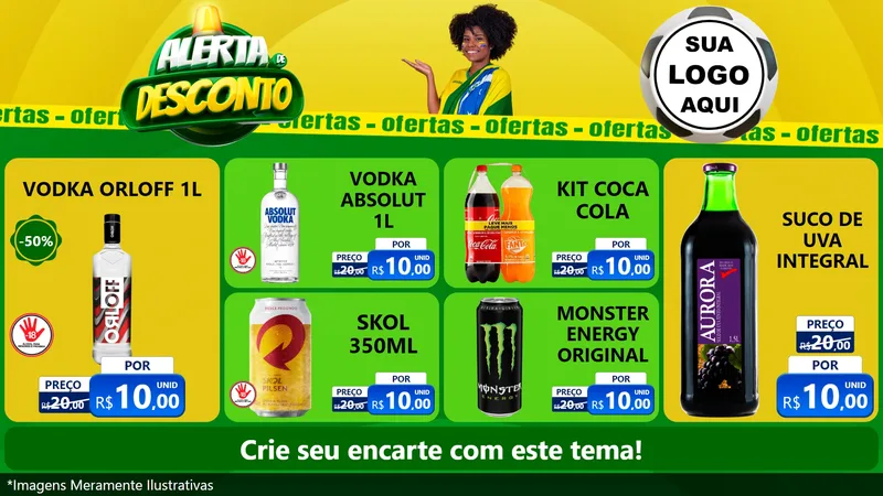 Modelo de TV para TV Horizontal com o tema Alerta de Desconto para Distribuidora de bebidas