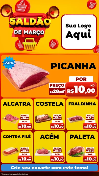 Modelo de Rede Social para Stories com o tema Saldão de Março para Açougue