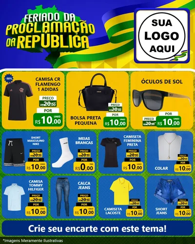 Modelo de Rede Social para Feed Instagram com o tema Feriado da Proclamação da República para Roupas e acessórios
