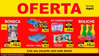 Modelo de TV para TV Horizontal com o tema OFERTA - Vermelho Cartaz para Brinquedos