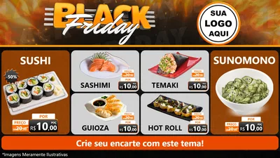 Modelo de TV para TV Horizontal com o tema Black Friday para Comida japonesa