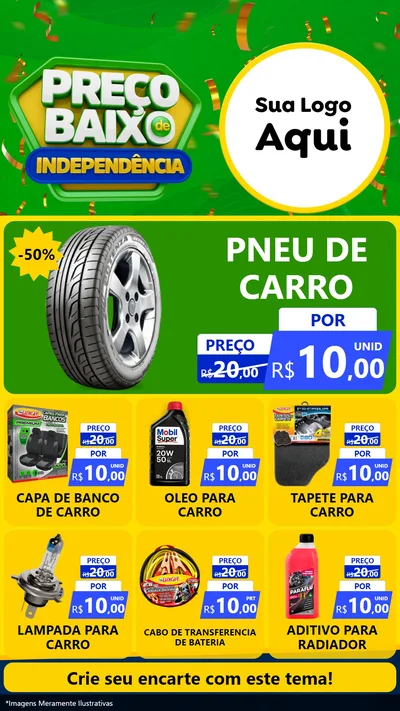 Modelo de Rede Social para Stories com o tema Preço Baixo de Independência para Auto peças