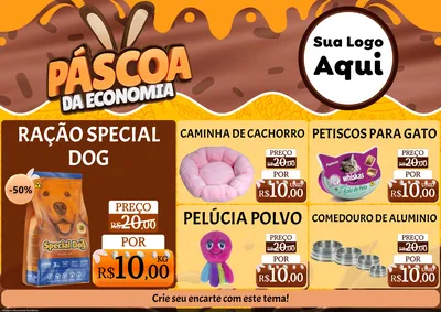 Modelo de Encarte para Encarte A4 Horizontal com o tema Páscoa da Economia para Pet Shop