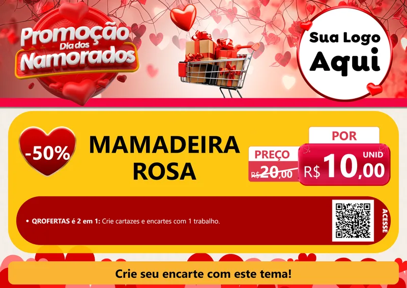 Modelo de Cartaz para Cartaz A4 Horizontal com o tema Promoção Dia dos Namorados para Bebês