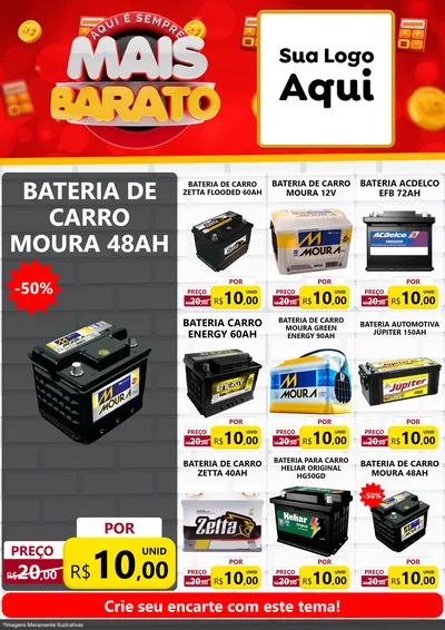 Modelo de Encarte para Encarte A4 Vertical com o tema Mais Barato para Baterias Elétricas