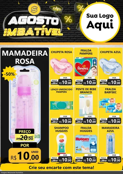 Modelo de Encarte para Encarte A4 Vertical com o tema Agosto Imbatível para Bebês