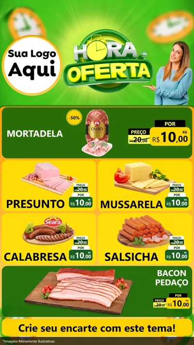 Modelo de TV para TV Vertical com o tema Hora da Oferta para Frios e Laticínios