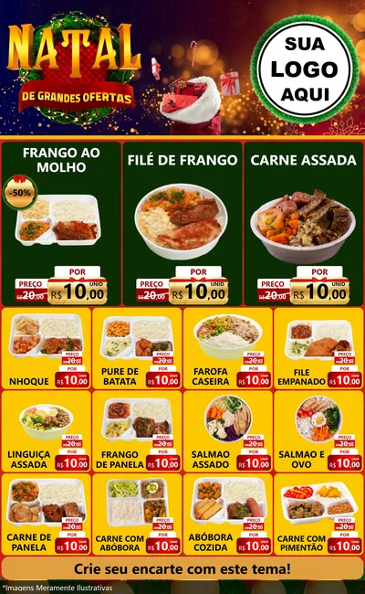 Modelo de Encarte para Encarte Grande com o tema Natal de Grandes Ofertas para Restaurante