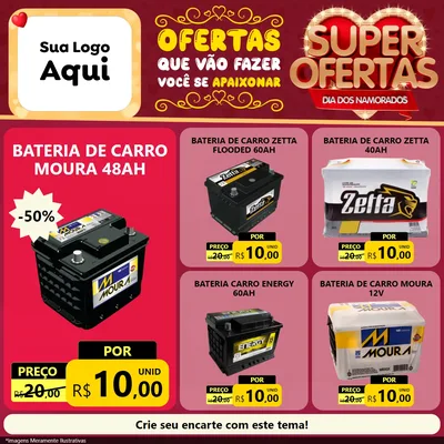 Modelo de Rede Social para Feed Facebook com o tema Dia dos Namorados para Baterias Elétricas