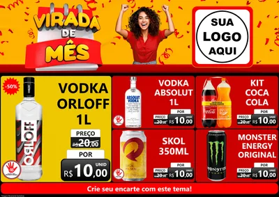 Modelo de Encarte para Encarte A4 Horizontal com o tema Virada de Mês para Distribuidora de bebidas