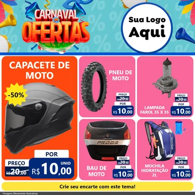 Modelo de Rede Social para Feed Facebook com o tema Carnaval de Ofertas para Moto peças