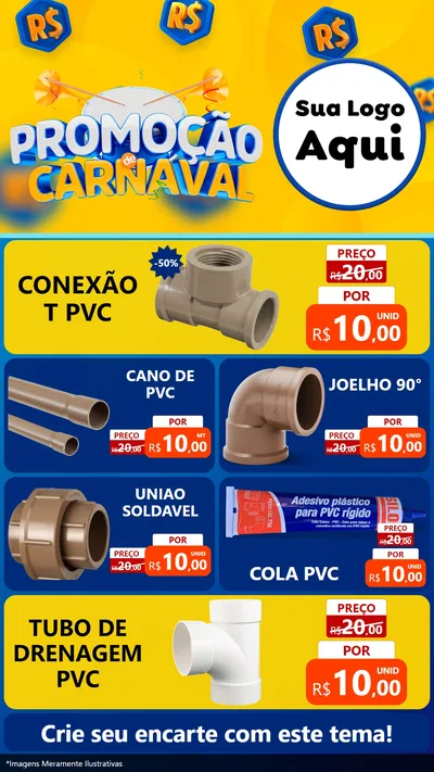 Modelo de TV para TV Vertical com o tema Promoção de Carnaval para Tubos e conexões