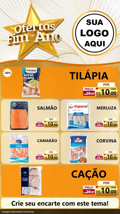 Modelo de TV para TV Vertical com o tema Ofertas Fim de Ano para Peixaria