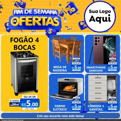 Modelo de Rede Social para Feed Facebook com o tema Fim de Semana de Ofertas para Móveis e Eletro