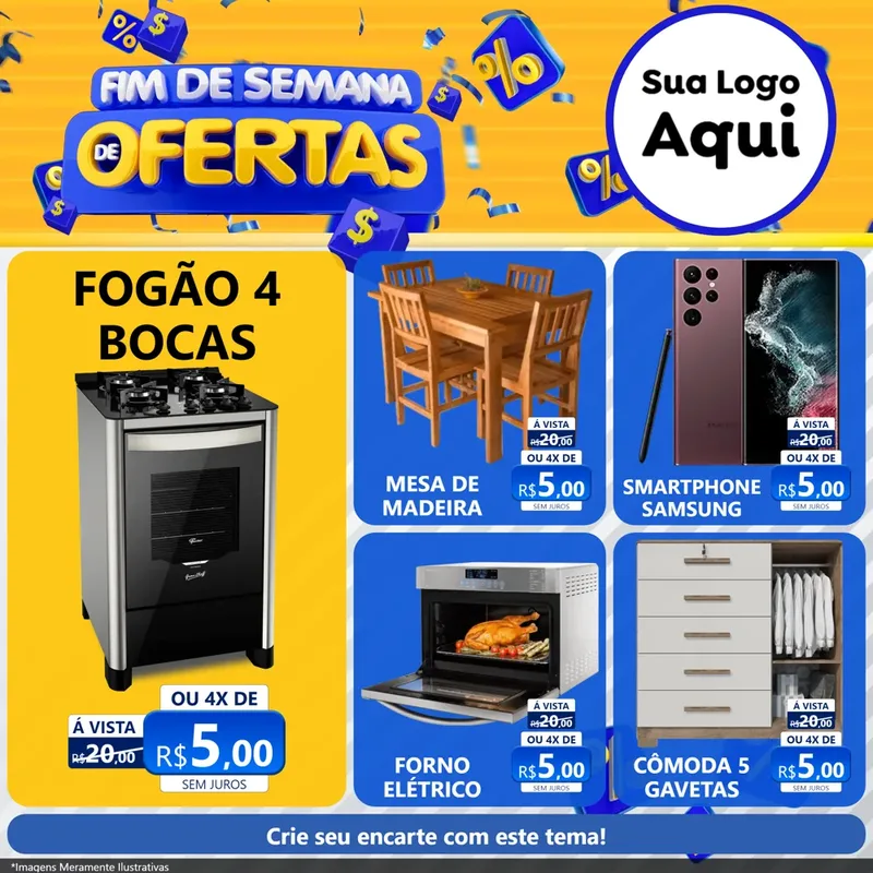 Modelo de Rede Social para Feed Facebook com o tema Fim de Semana de Ofertas para Móveis e Eletro