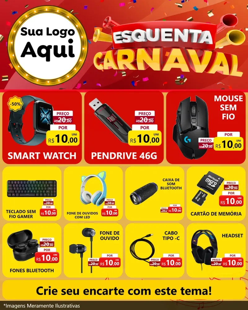 Modelo de Rede Social para Feed Instagram com o tema Esquenta Carnaval para Informática