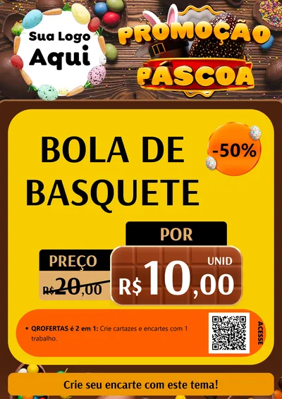 Modelo de Cartaz para Cartaz A4 Vertical com o tema Promoção Páscoa para Artigos Esportivos